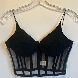 HEIRESS Beverly Hills Black Semi- Sheer Bustier Women’s Size XS